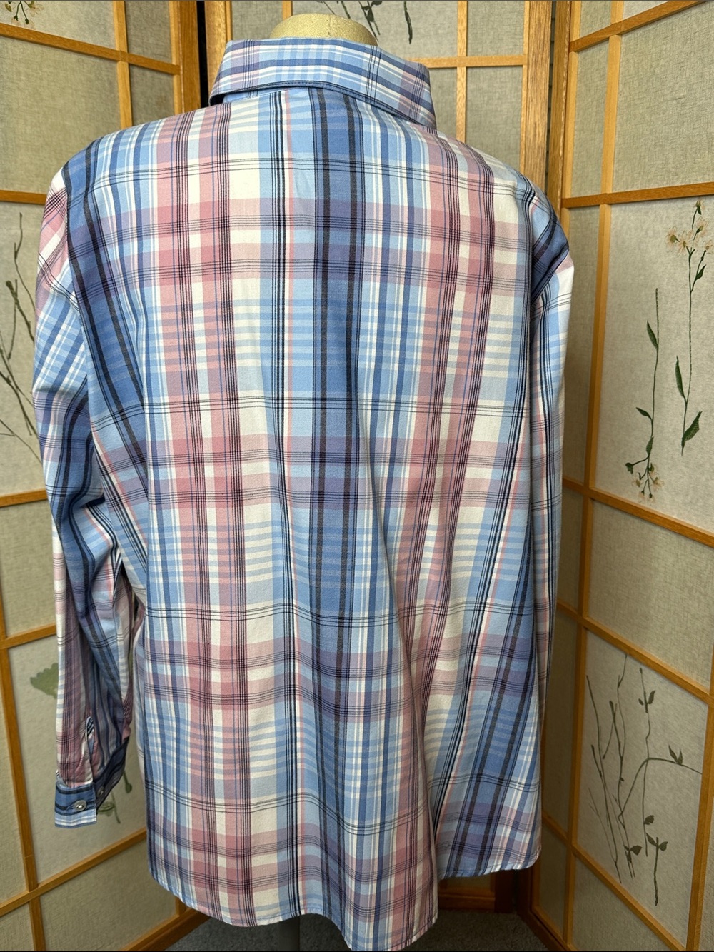 Alison Daley Women’s 18W Blue & Pink Plaid Button-Front Blouse - Picture 8 of 13